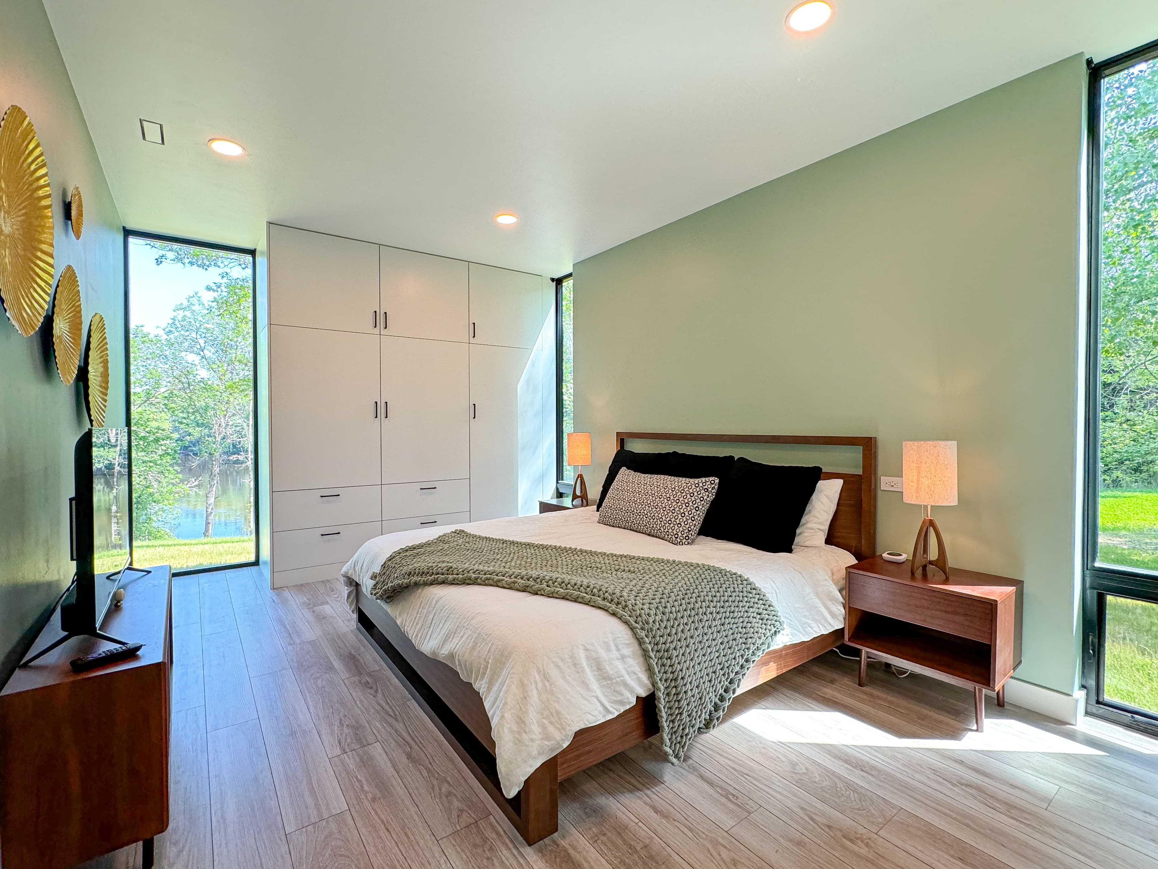 Green Room (downstairs bedroom) — minimal with in-floor heat